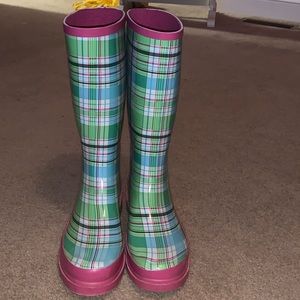 Calf high rain boots